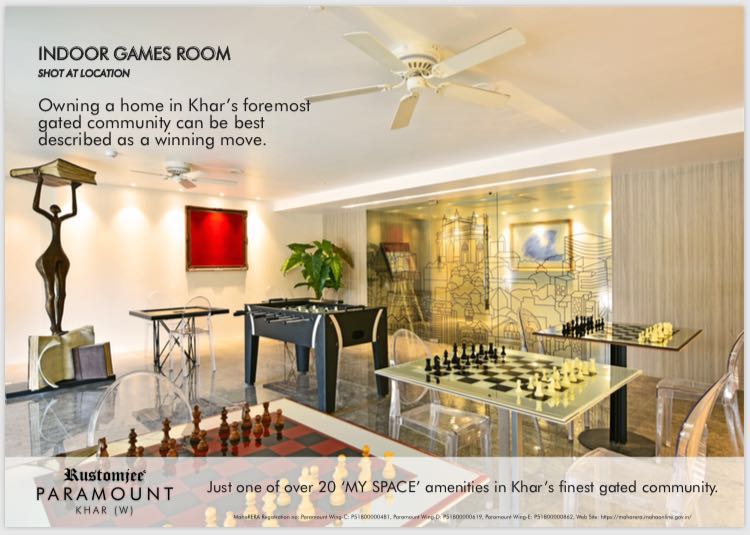 Classic indoor games room for you at Rustomjee Paramount in Mumbai Update